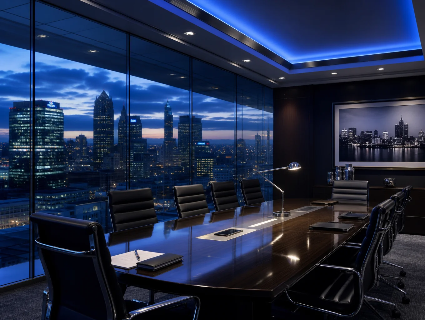 Executive boardroom for corporate legal strategy